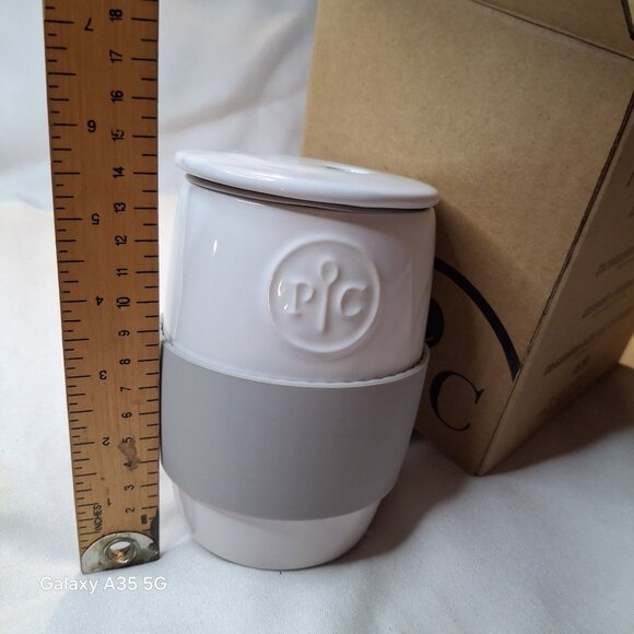 Pampered Chef Ceramic Microwave Egg Cooker #1529 White Gray Kitchen Gadget NWOT - Picture 4 of 8